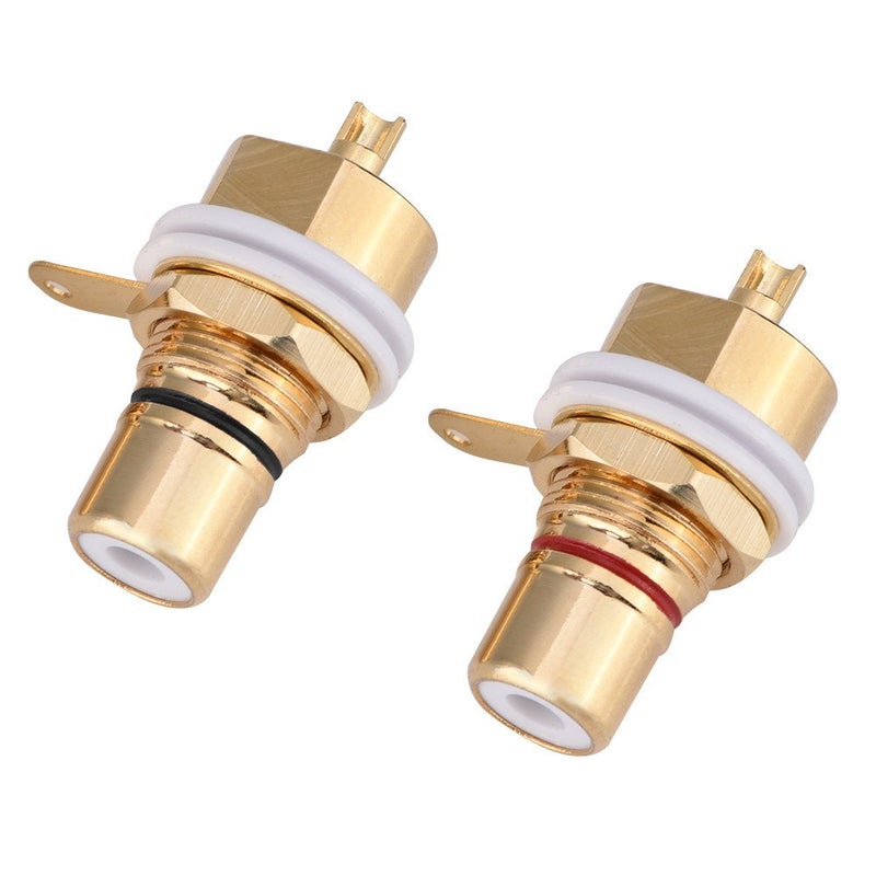 Zerone 2 Pcs Terminal Gold Plated Copper Panel Mount Female Jack Terminal Socket Audio Connector - Image 2